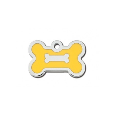 Chrome Bone ID Tag with Yellow Epoxy