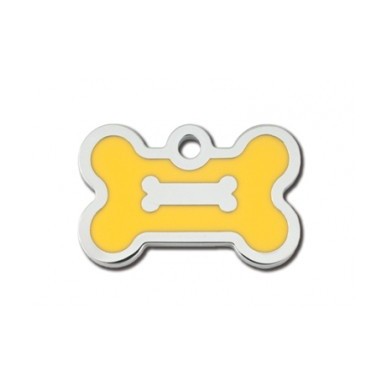 Chrome Bone ID Tag with Yellow Epoxy