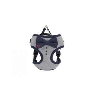 Grey Harness With Blue Bow "Love"