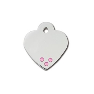 Heart ID Tag Small with Pink Stone