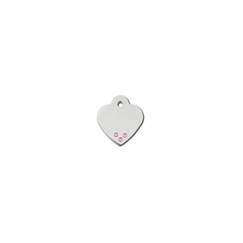 Heart ID Tag Small with Pink Stone
