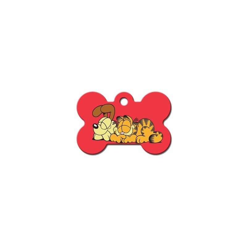 Large Red Bone ID Tag With "Garfield" On It Large Red Bone ID Tag With "Garfield" On It