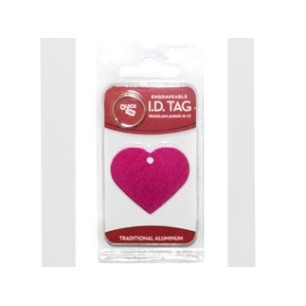Pink ID Heart Shape Tag Large Anodized