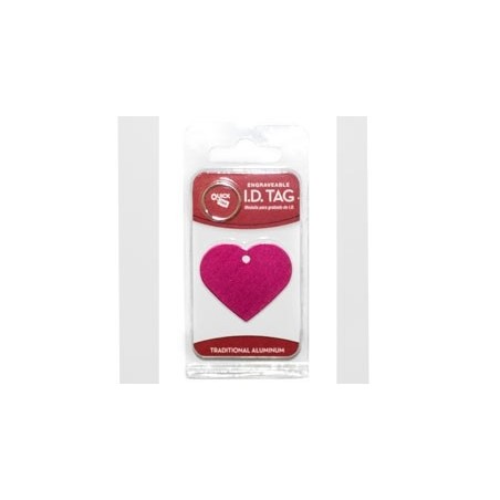 Pink ID Heart Shape Tag Large Anodized