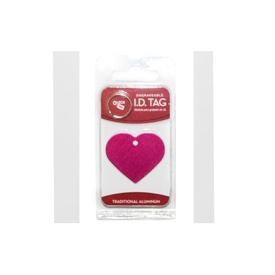 Pink ID Heart Shape Tag Large Anodized