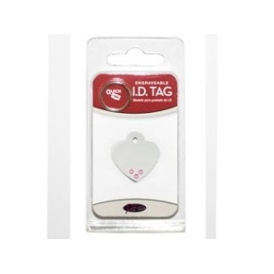 Heart ID Tag Small with Pink Stone