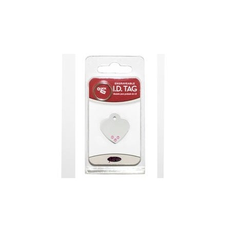 Heart ID Tag Small with Pink Stone