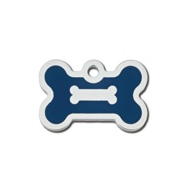 Chrome Bone ID Tag with Blue Epoxy
