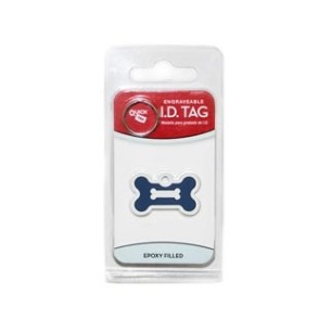Chrome Bone ID Tag with Blue Epoxy