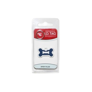 Chrome Bone ID Tag with Blue Epoxy