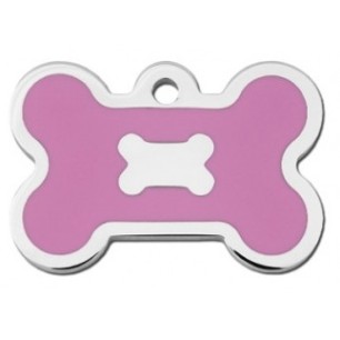 Chrome Bone ID Tag with Pink Epoxy