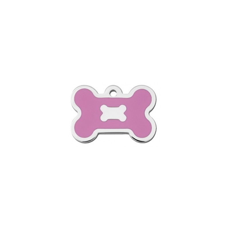 Chrome Bone ID Tag with Pink Epoxy Chrome Bone ID Tag with Pink Epoxy