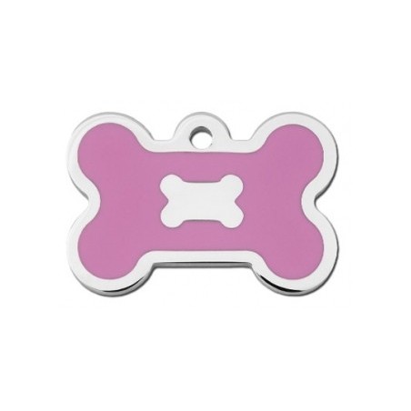 Chrome Bone ID Tag with Pink Epoxy