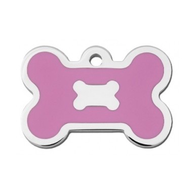 Chrome Bone ID Tag with Pink Epoxy