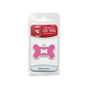 Chrome Bone ID Tag with Pink Epoxy