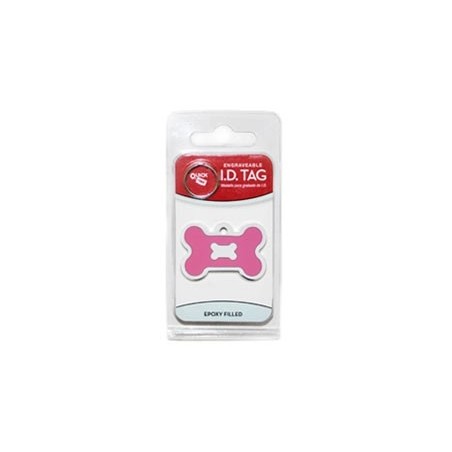 Chrome Bone ID Tag with Pink Epoxy