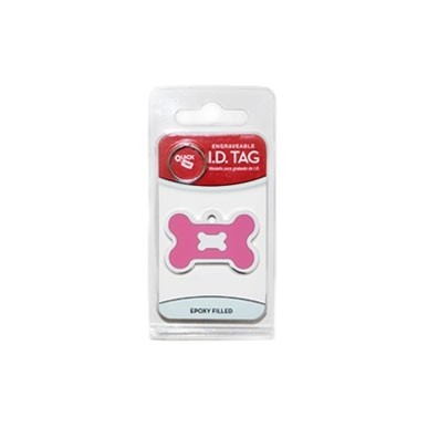 Chrome Bone ID Tag with Pink Epoxy