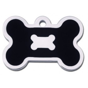 Chrome Bone ID Tag with Black Epoxy