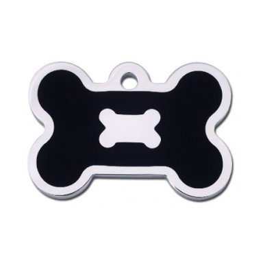 Chrome Bone ID Tag with Black Epoxy