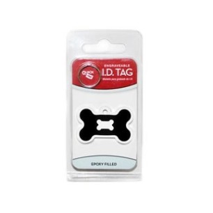 Chrome Bone ID Tag with Black Epoxy