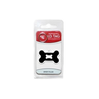 Chrome Bone ID Tag with Black Epoxy