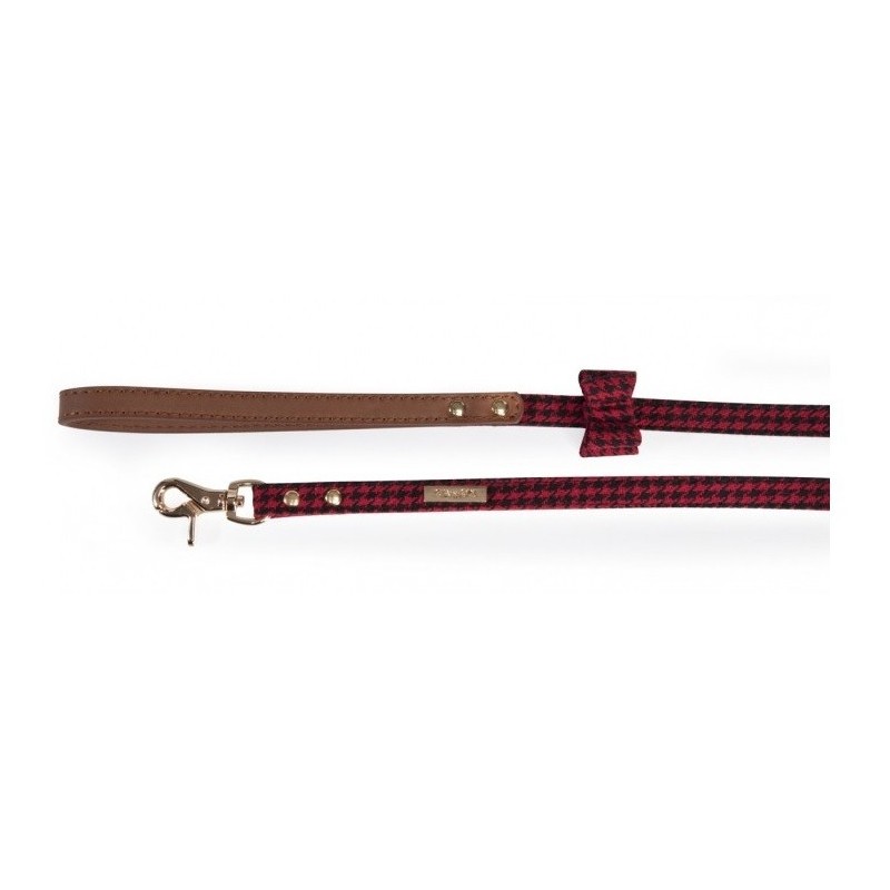 Dog leash "pied de poule" red&black Dog leash "pied de poule" red&black
