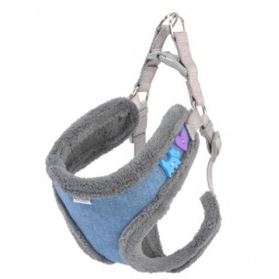Blue harness with buttons