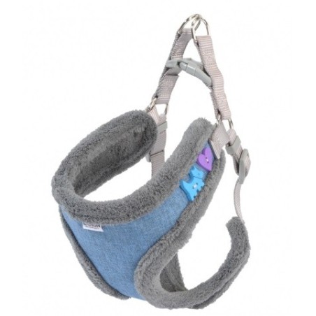 Blue harness with buttons