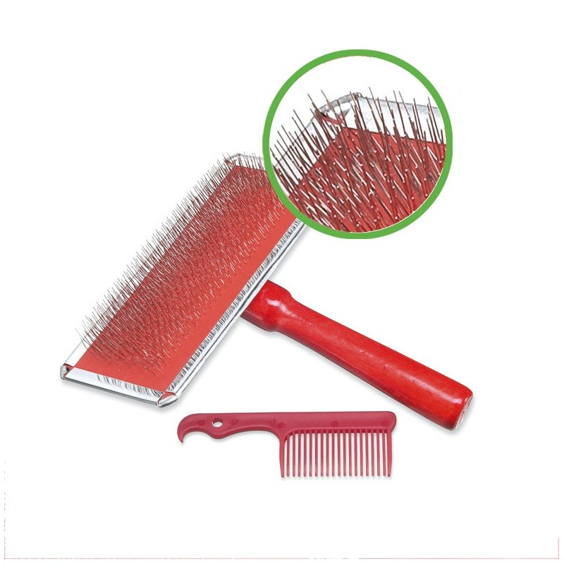 Chrome-plated slicker brush with small comb Chrome-plated slicker brush with small comb