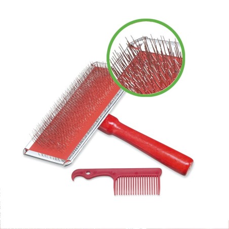 Chrome-plated slicker brush with small comb