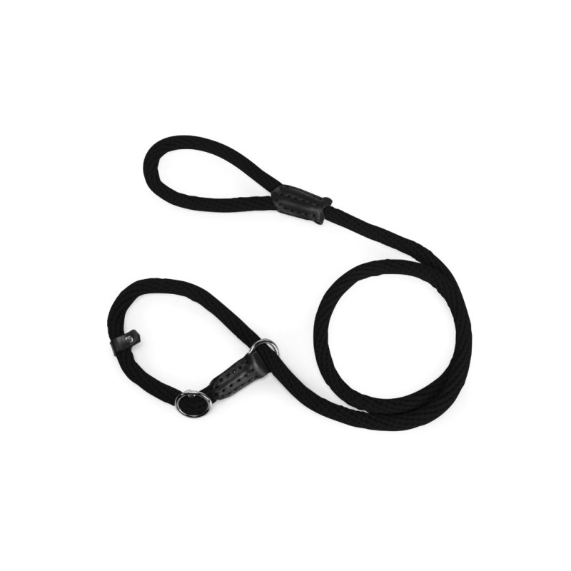 Choke leash in rope and leather 16mm x 1750mm