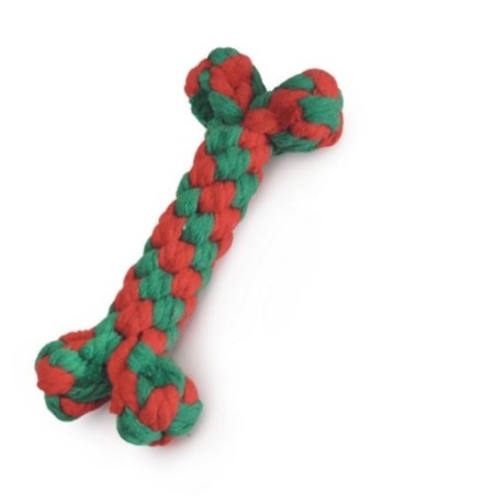 Dog toy - Christmas bone in woven cotton rope