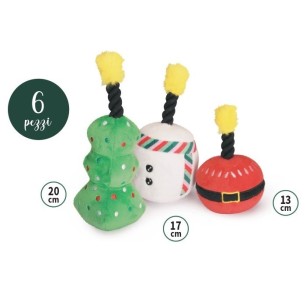 Χριστουγεννιάτικο παιχνίδι σκυλου"Christmas candles 3types with rope &squeaker"