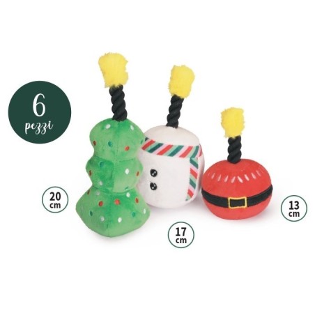 Χριστουγεννιάτικο παιχνίδι σκυλου"Christmas candles 3types with rope &squeaker"