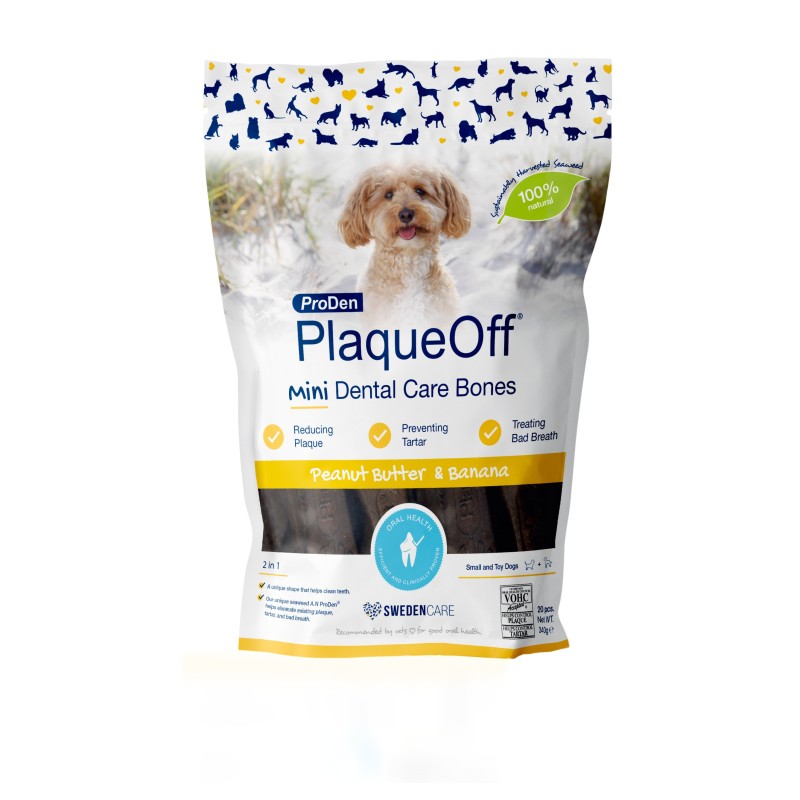 New! ProDen PlaqueOff Mini Dental Care Bones PeanutButter & Banana New! ProDen PlaqueOff Mini Dental Care Bones PeanutButter & Banana