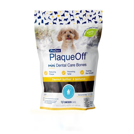 NEW! ProDen PlaqueOff Mini Dental Care Bones PeanutButter and Banana