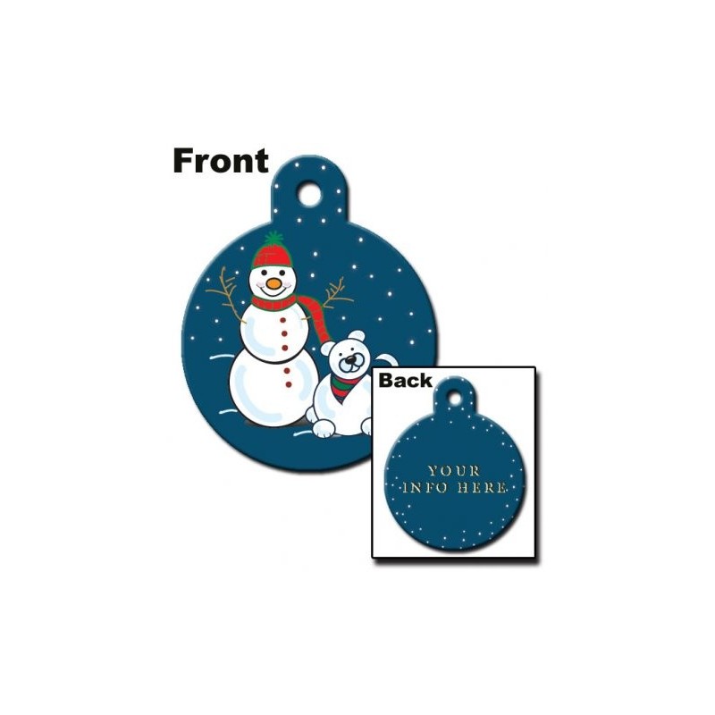 Large Circle ID Tag with with Snowman Large Circle ID Tag with with Snowman