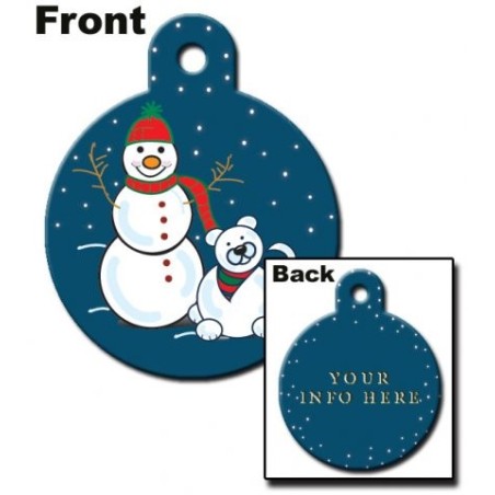 Large Circle ID Tag with with Snowman