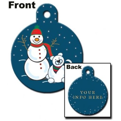 Large Circle ID Tag with with Snowman