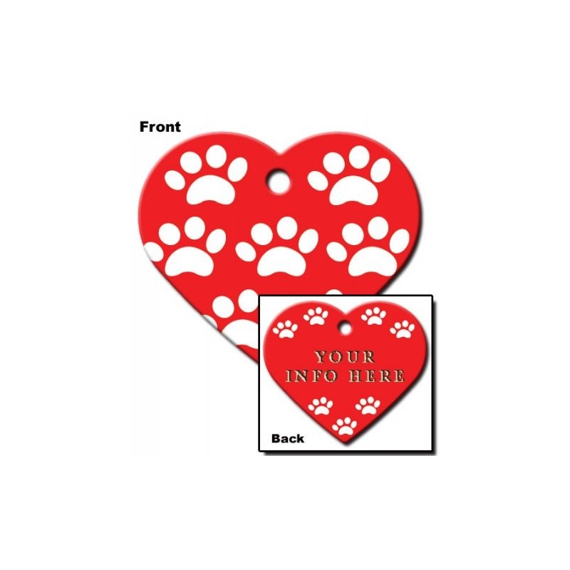 Heart ID Tag Large with Paws Heart ID Tag Large with Paws