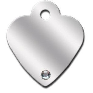 Heart ID Tag Small with Aurora Stones