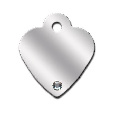 Heart ID Tag Small with Aurora Stones