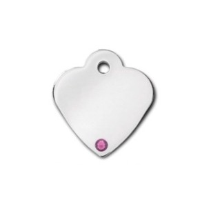 Heart ID Tag Small with Amethyst Stone - February