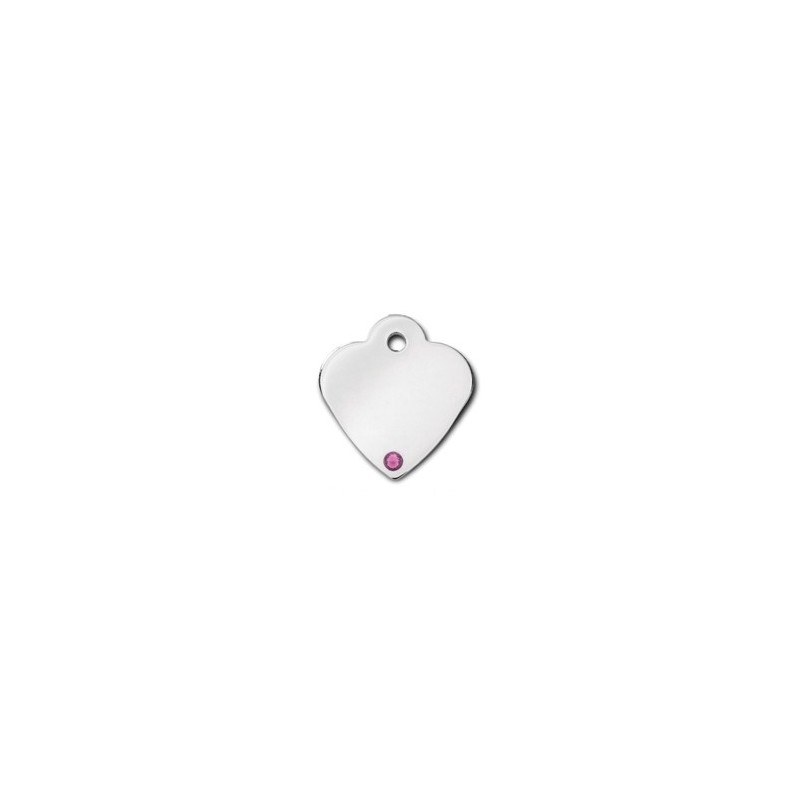 Heart ID Tag Small with Amethyst Stone - February Heart ID Tag Small with Amethyst Stone - February