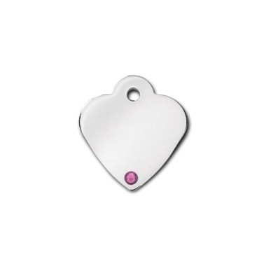 Heart ID Tag Small with Amethyst Stone - February