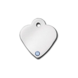 Heart ID Tag Small with Aquamarine Stone - March