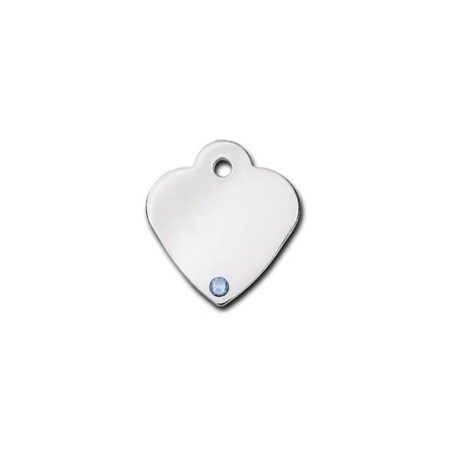 Heart ID Tag Small with Aquamarine Stone - March