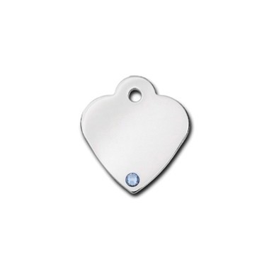 Heart ID Tag Small with Aquamarine Stone - March
