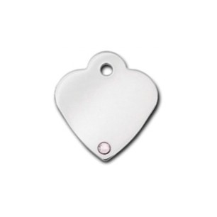 Heart ID Tag Small with Diamond Stone - April