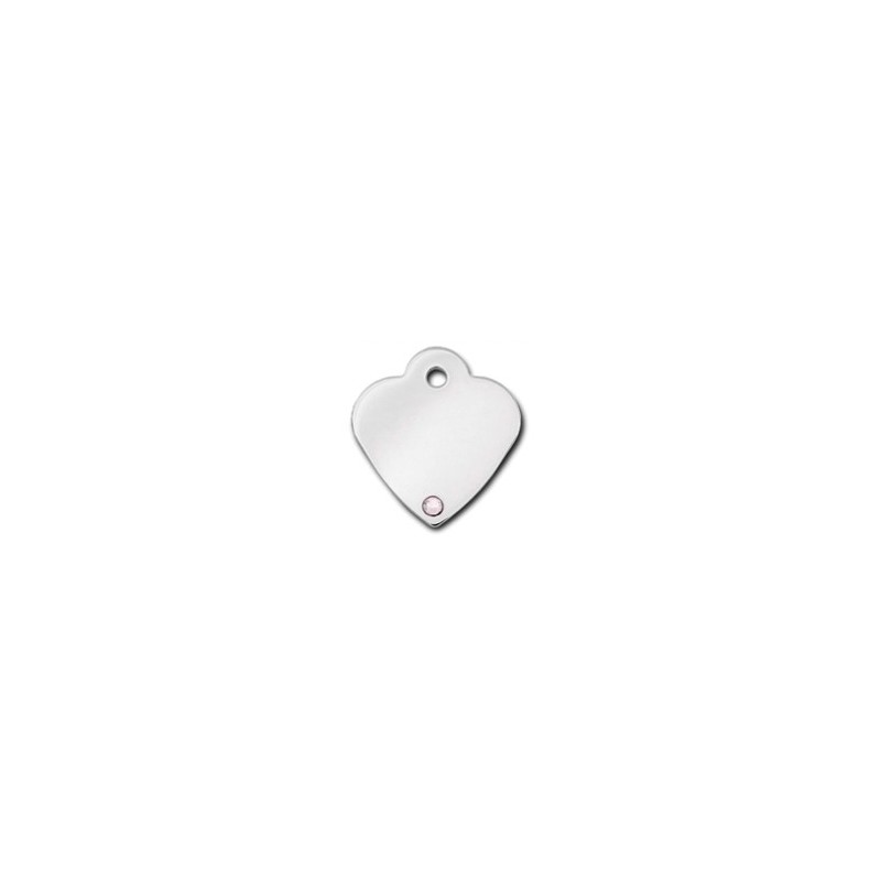 Heart ID Tag Small with Diamond Stone - April Heart ID Tag Small with Diamond Stone - April